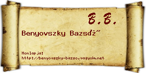 Benyovszky Bazsó névjegykártya